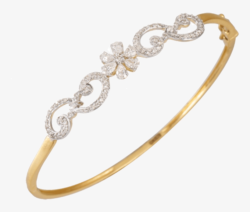 18kt Yellow Gold And Diamond Bangle - Diamond Bangles, transparent png #9817810