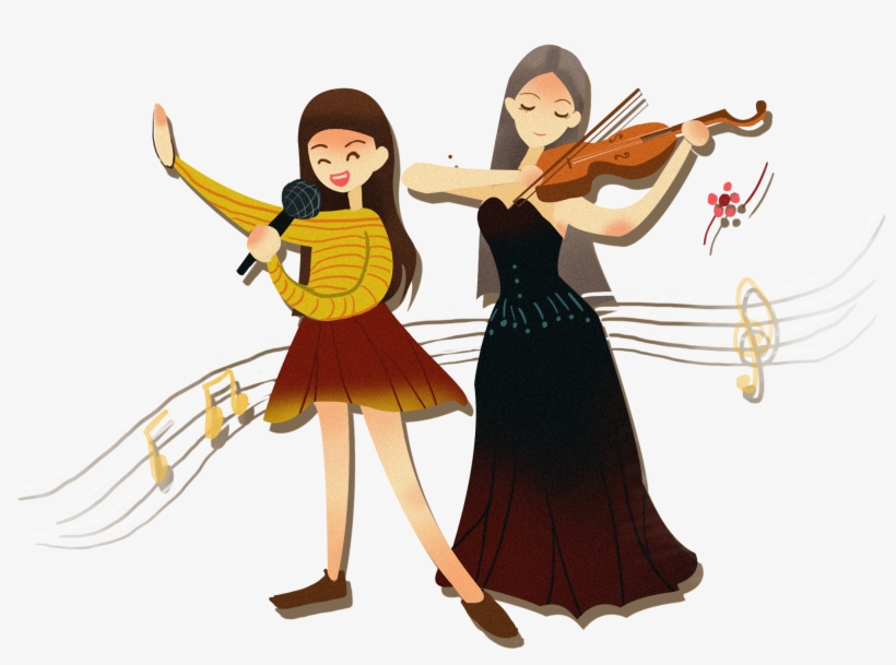Girl Concert Element Singing Png And Psd - Illustration, transparent png #9819523