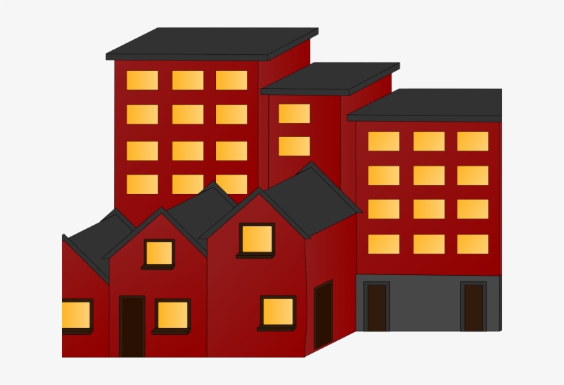 Apartment Complex Clipart Biulding - Houses Buildings Clipart, transparent png #9820589