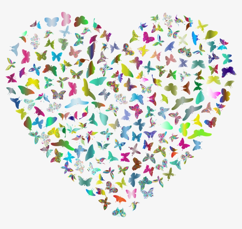 Butterflies Heart Polyprismatic - Peace Sign And Heart, transparent png #9820786