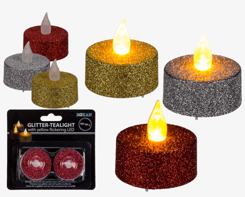 Glitter-tealight With Warm White Flickering Led, transparent png #9822693