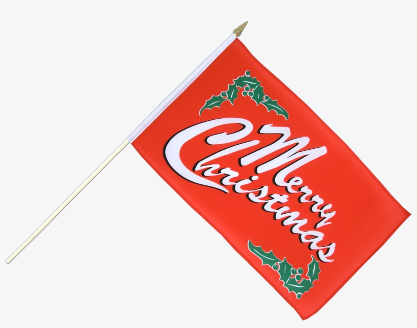 Merry Christmas Hand Waving Flag 12x18" - Carmine, transparent png #9823180