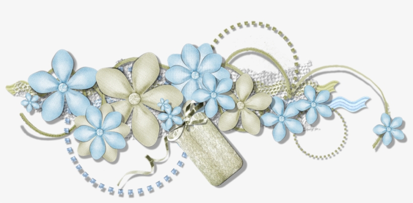 Kwiatowy Border-by Bryska - Scrapbooking Fleur Bleu En Png, transparent png #9831193
