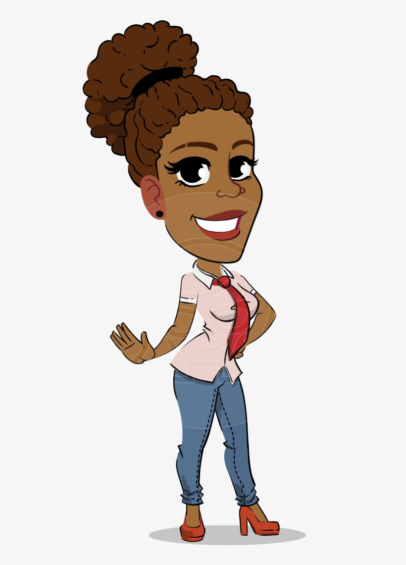 Flat Cartoon African-american Girl Vector Character - Cartoon, transparent png #9832187