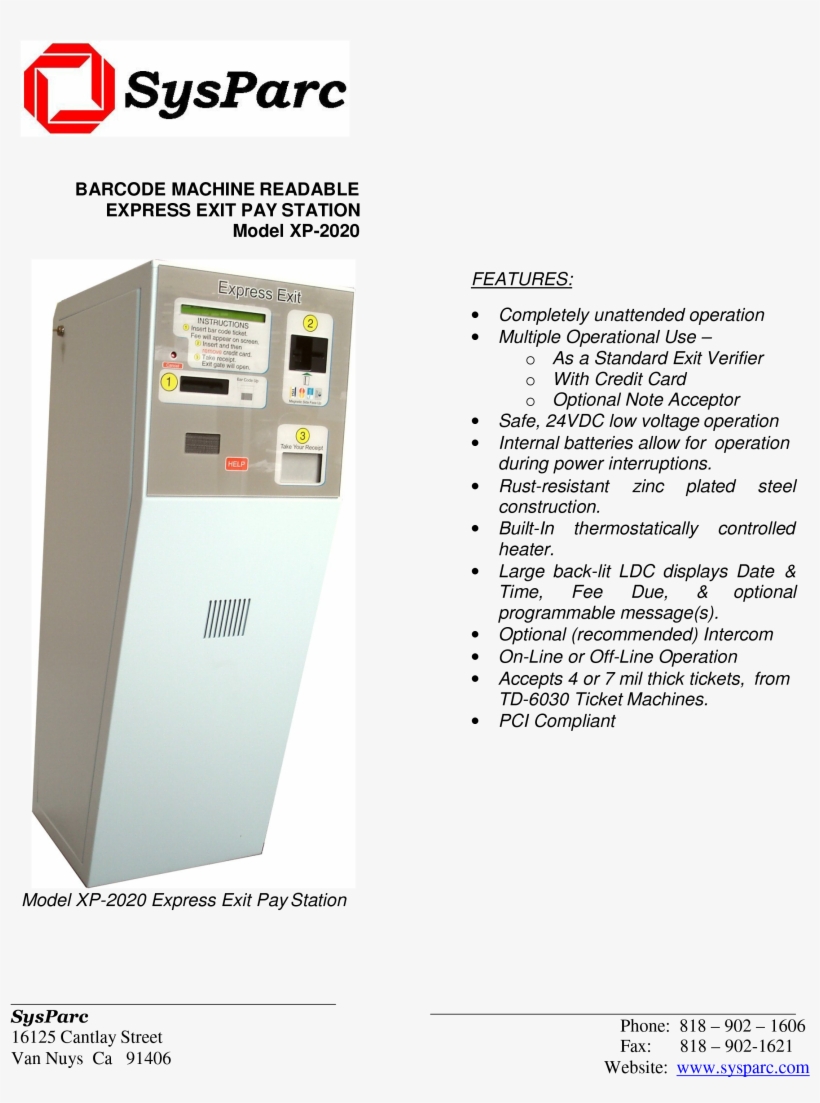 Xp-2020 Exit Verifier With Credit Card Download Brochure - Document, transparent png #9833668