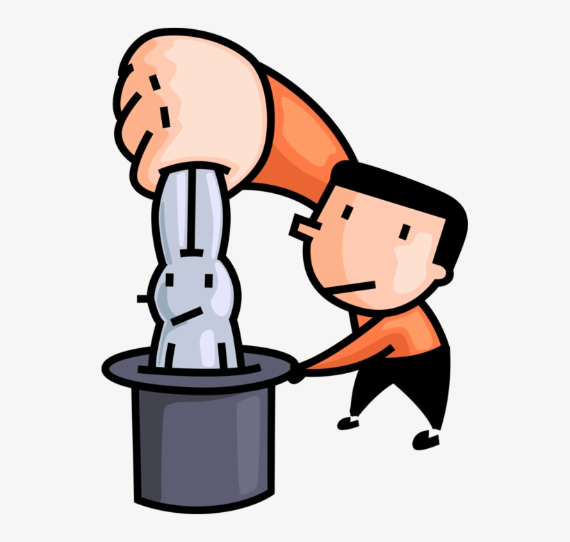 Vector Illustration Of Magician Pulls Small Mammal - Pulling Rabbit Out Of A Hat Cartoon, transparent png #9837994