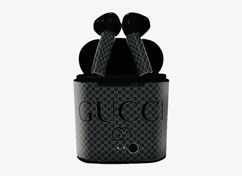Black Gucci Airpods - White Louis Vuitton Neverfull Replica, transparent png #9839405