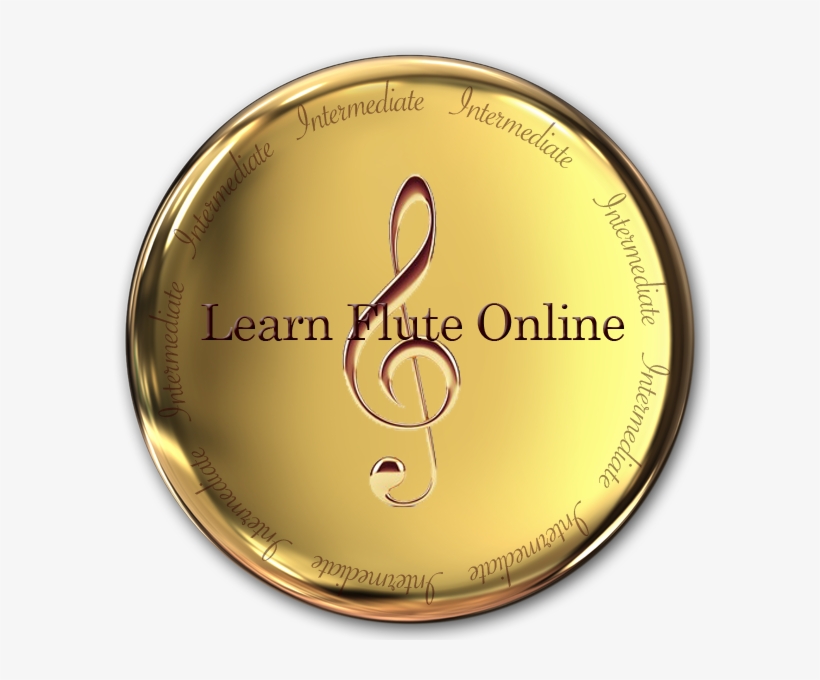 Gold Intermediate Flute Lesson Badge - Close-up, transparent png #9839655