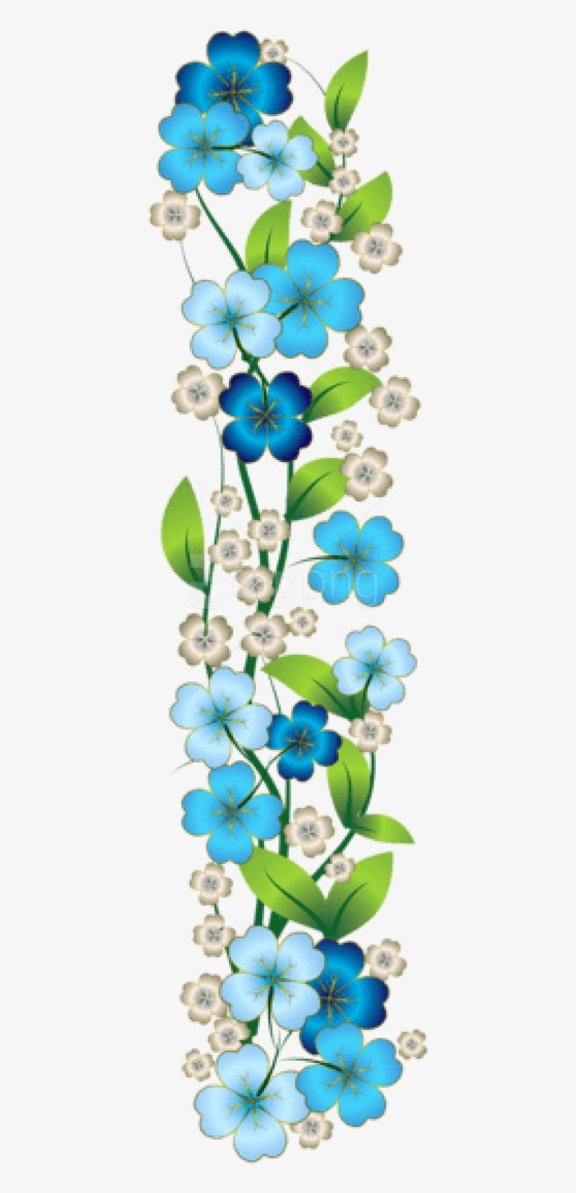 Free Png Download Blue Flower Decor Clipart Png Photo - Blue Flowers Border Clip Art, transparent png #9840876