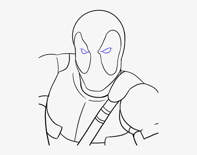 How To Draw Deadpool - Line Art, transparent png #9844343