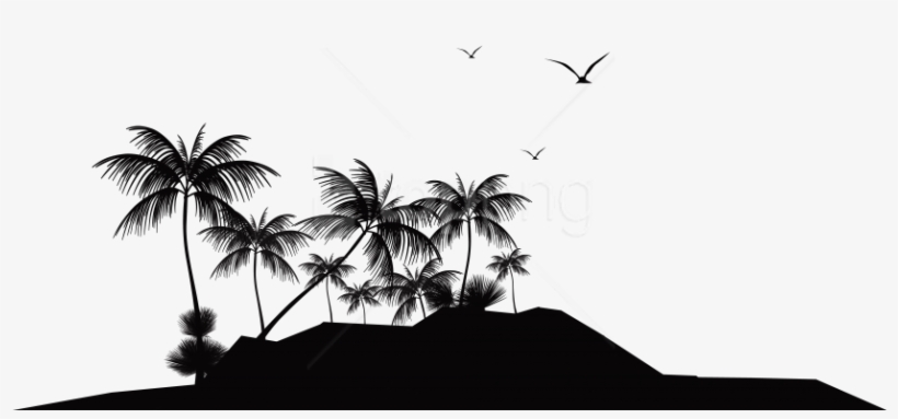 Free Png Download Tropical Island Silhouette Clipart - Tropical Island Silhouette Png, transparent png #9846174