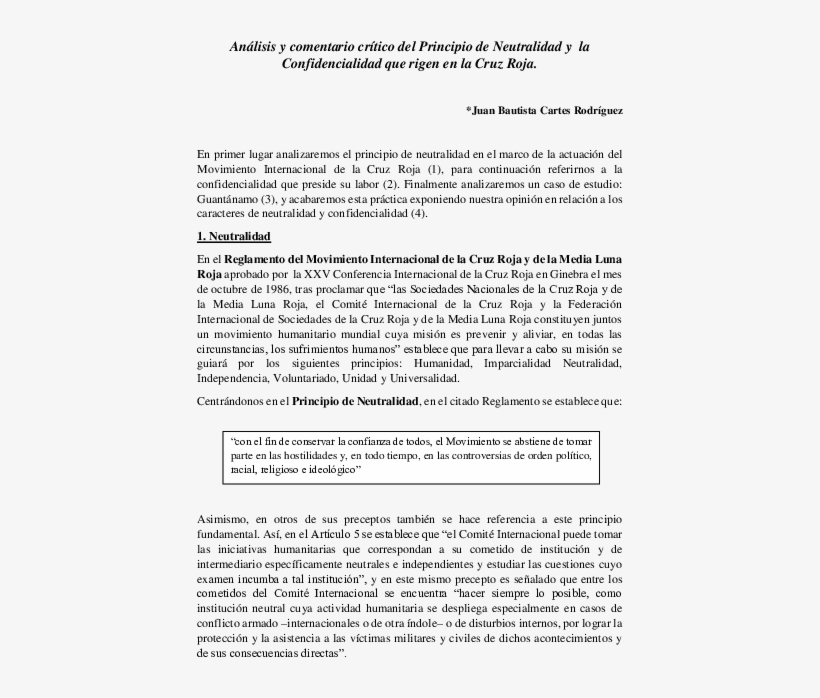 Análisis Y Comentario Crítico Del Principio De Neutralidad - Document, transparent png #9846903