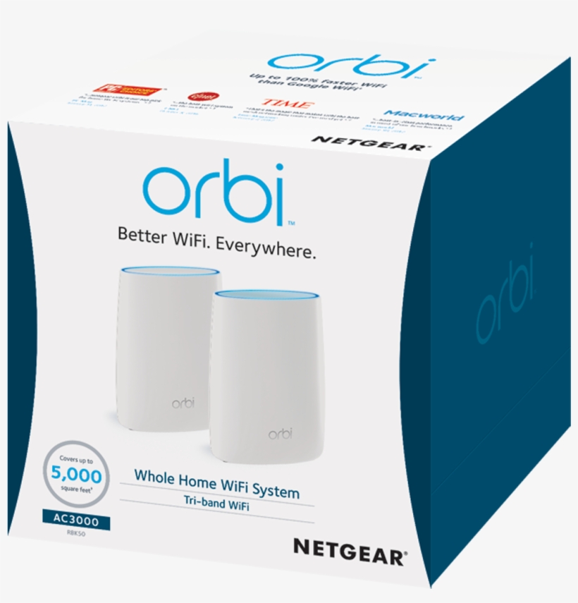Netgear Rbk50 Orbi Mesh Wifi System Ac3000, Up To 5,000 - Rbk50 100nas, transparent png #9848262