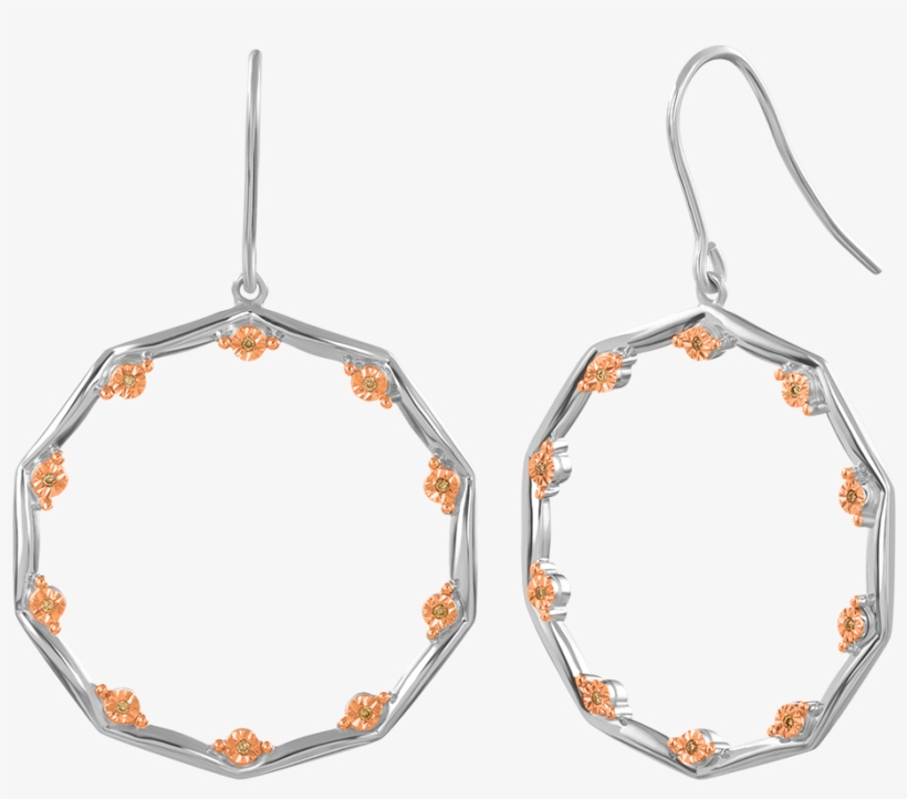 Diamond Studded Hoop Earring - Earrings, transparent png #9850702