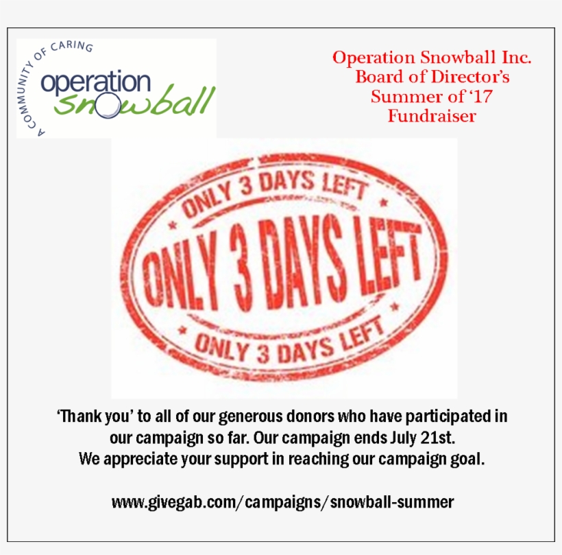 Donations Are Tripled With Match Til Fri - Operation Snowball, transparent png #9850934