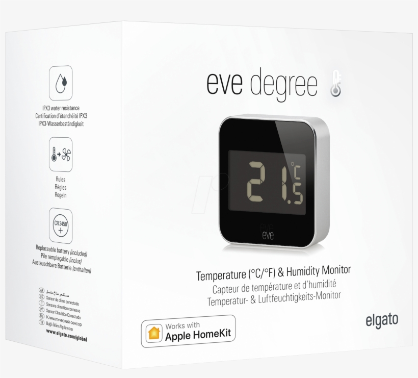 Eve Degree, Temperature & Humidity Monitor Eve Systems - Digital Clock, transparent png #9852989