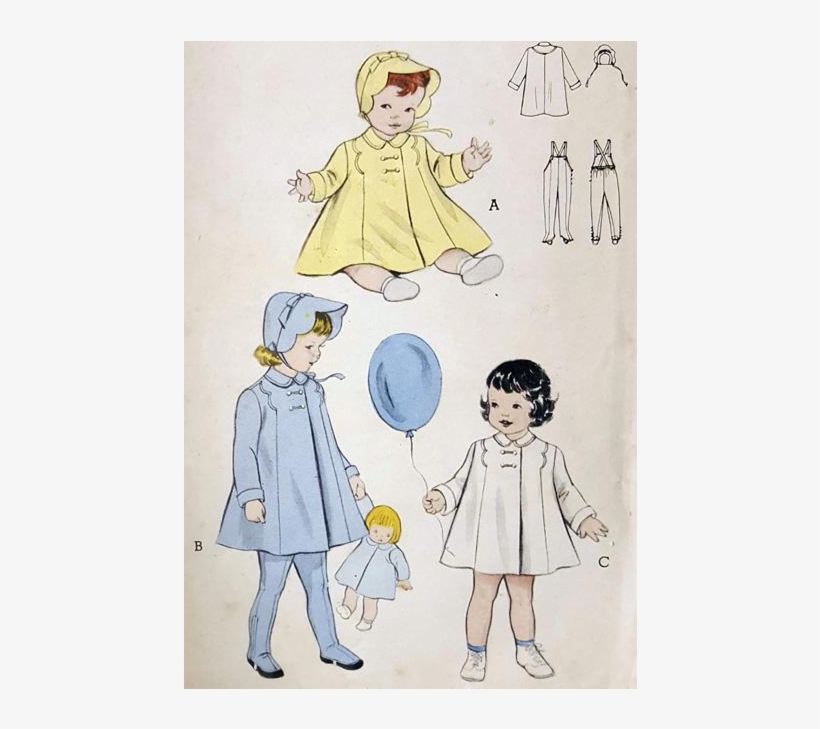 Vintage Sewing Pattern For 6 Month Old Baby Includes - Cartoon, transparent png #9853458