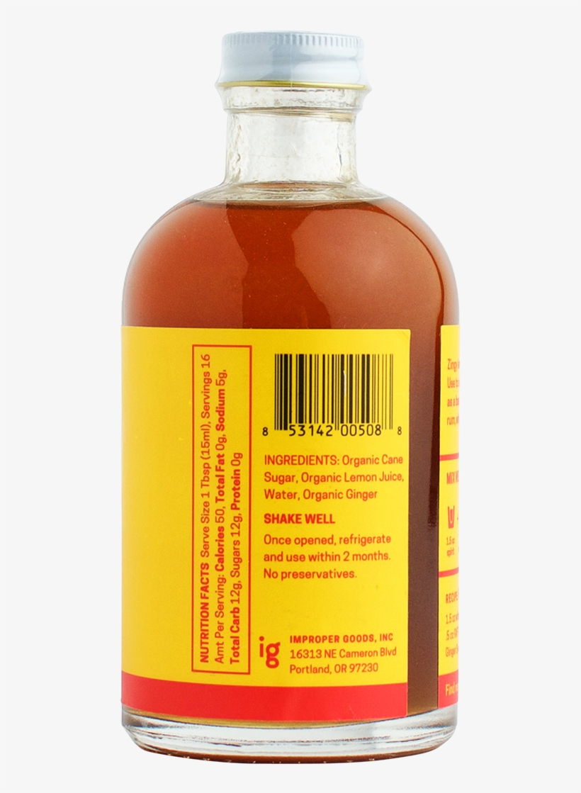 Raft Lemon Ginger Syrup - Bottle - Free Transparent PNG Download - PNGkey