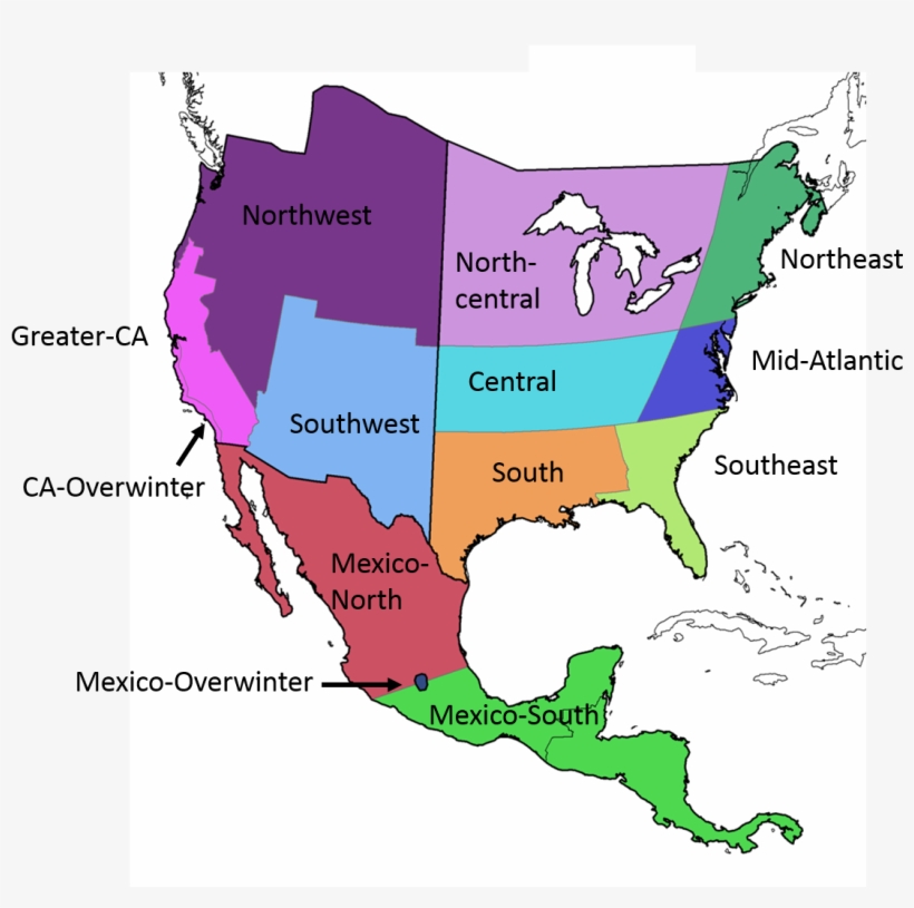 Regions Of Mexico Map Com In - North America Countries And Capitals Map, transparent png #9853647