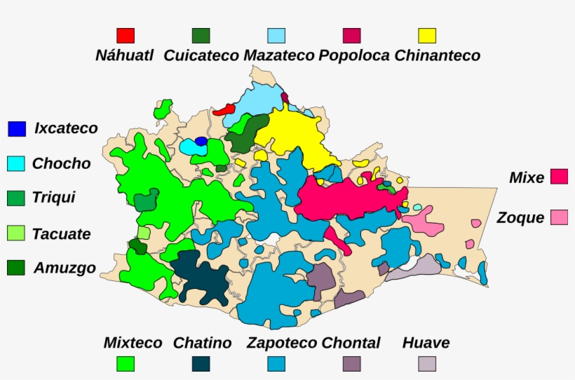 Primary Locations Of Indigenous People Of Oaxaca, Mexico - Mapa De Etnias De Oaxaca, transparent png #9853802