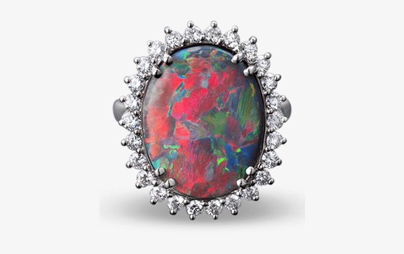 Lightning Ridge Black Opal Ring - Diamond, transparent png #9856532