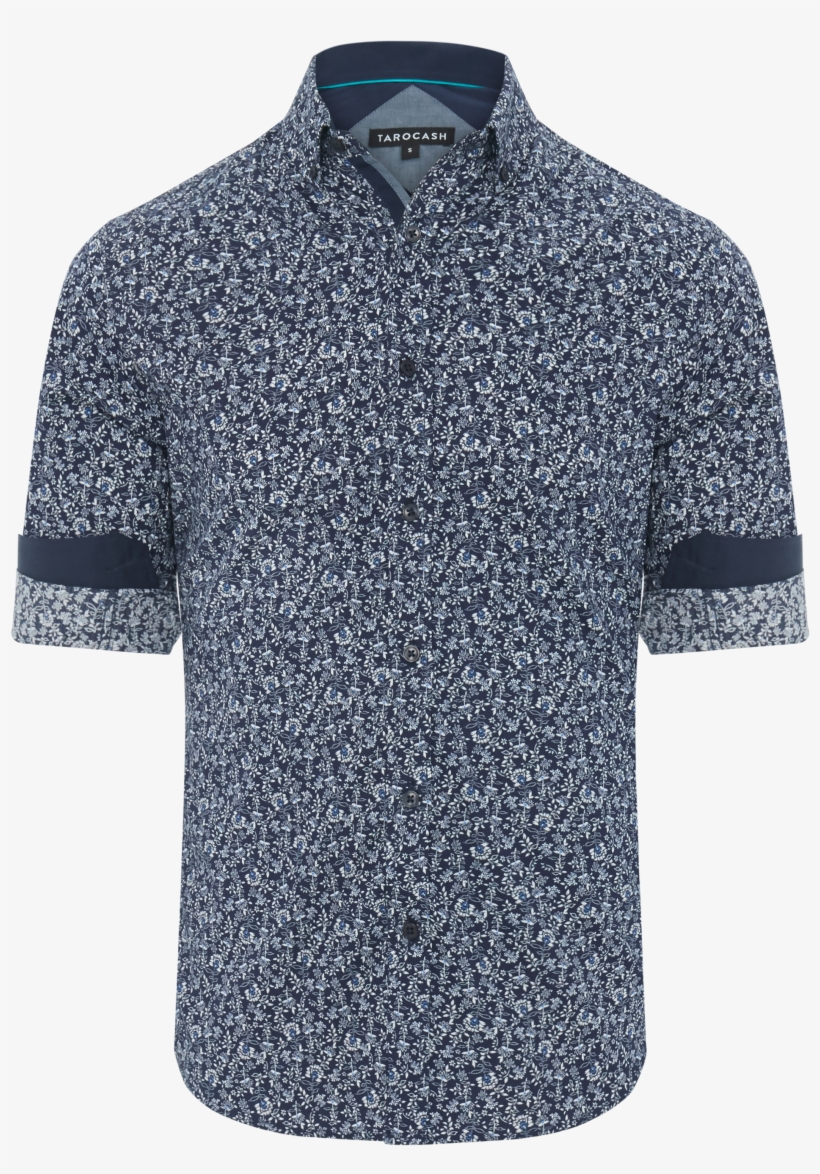 Navy Maurice Floral Print Shirt - Tarocash Shirts, transparent png #9857558