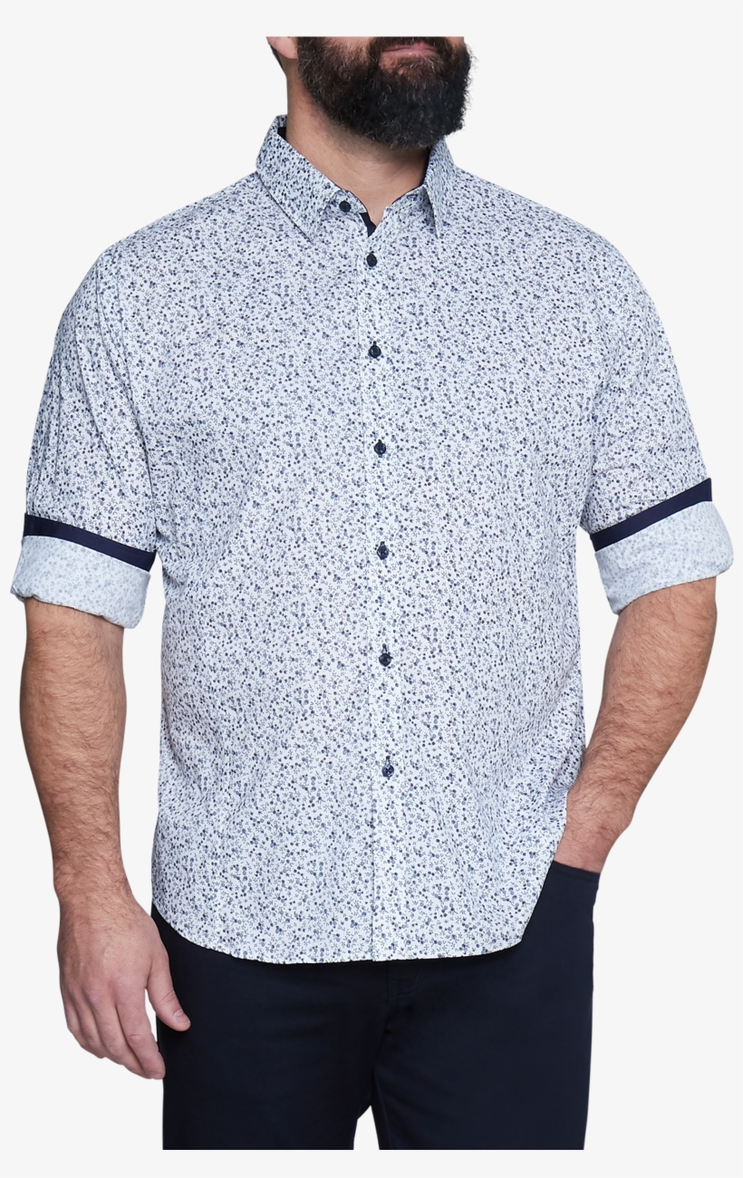 Navy Stirling Floral Print Shirt - Gentleman, transparent png #9857809