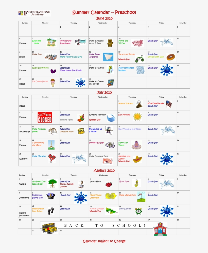 Preschool Calendar Now Available - Daycare Summer Camp Calendar, transparent png #9858740