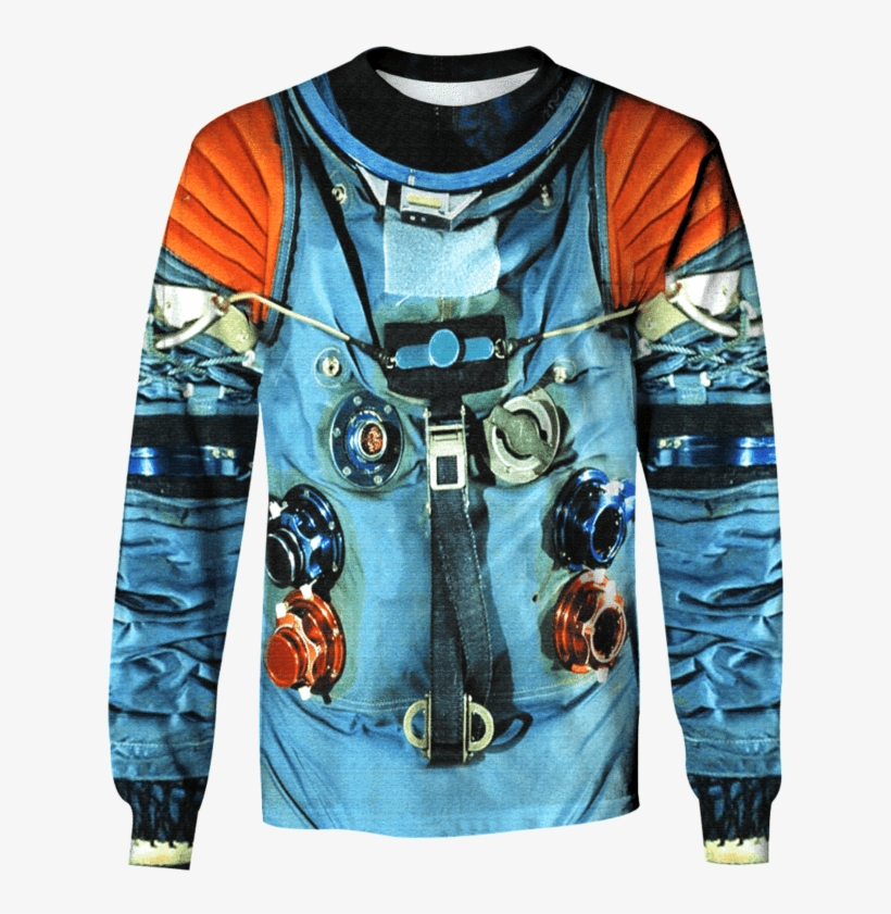 3d Astronaut Suit Full Print T Shirt - Long-sleeved T-shirt, transparent png #9859853