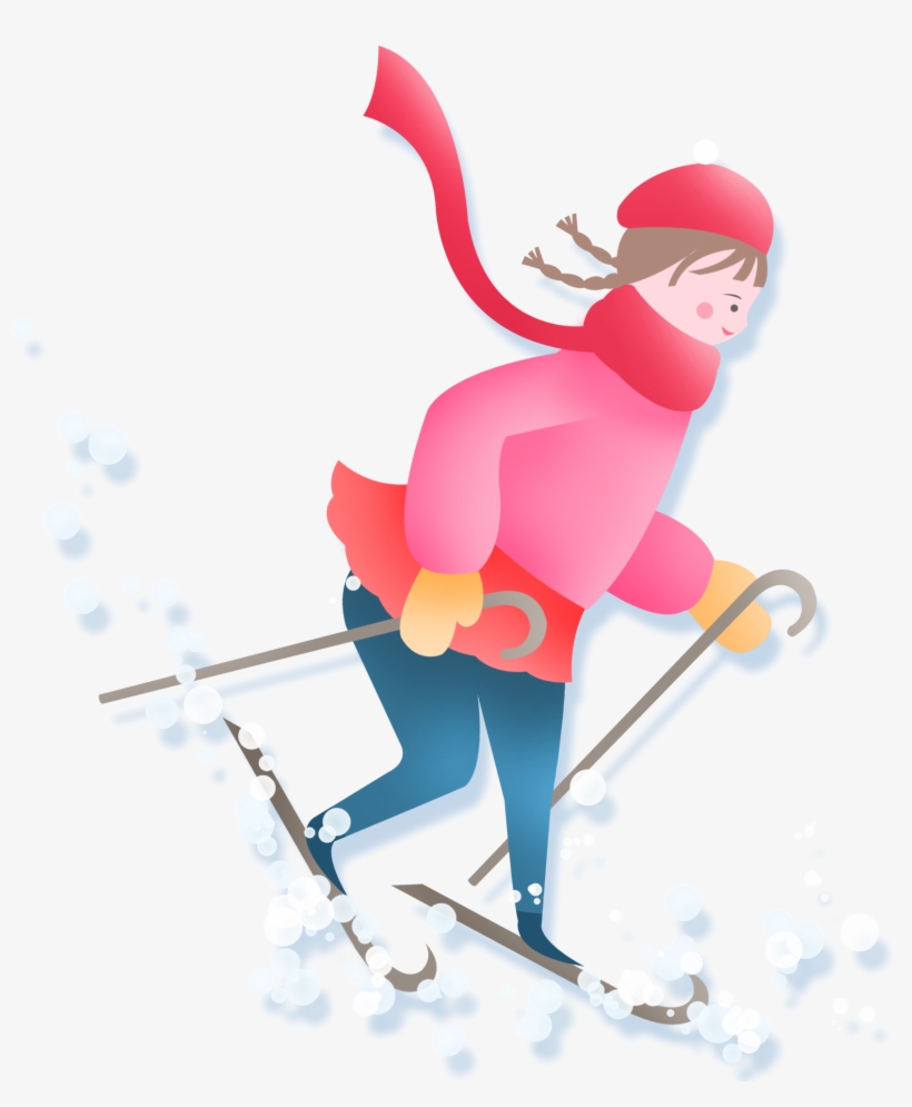 Pintado A Mano Dibujos Animados Fresco Invierno Png - Nordic Skiing, transparent png #9859964