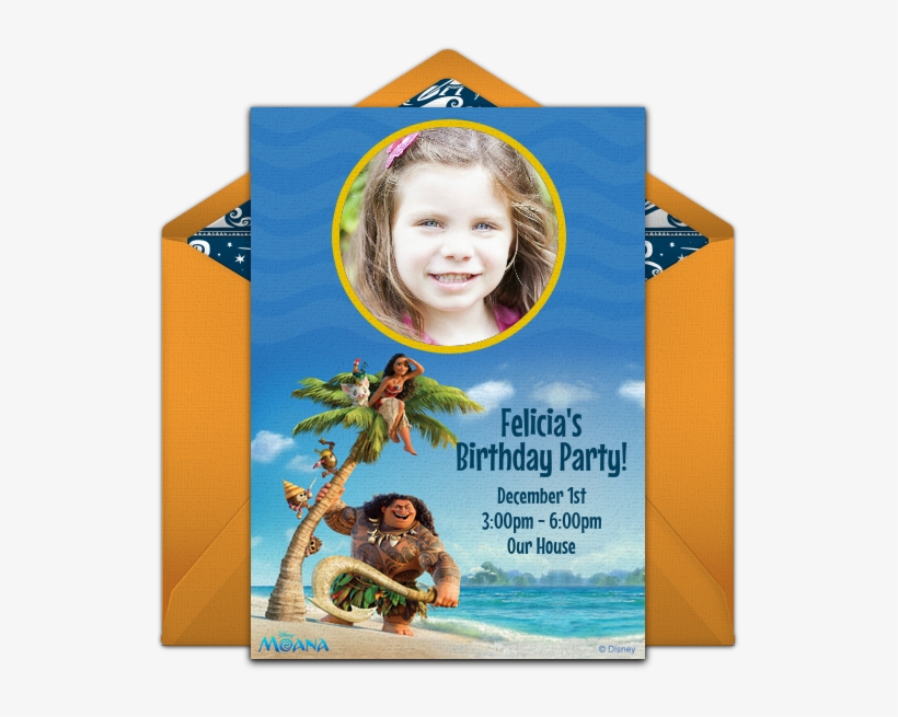 Moana Photo Online Invitation - Moana And Maui Background, transparent png #9860308