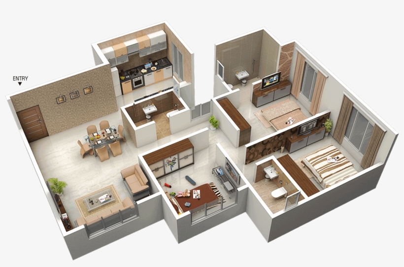 3 bhk flat layout