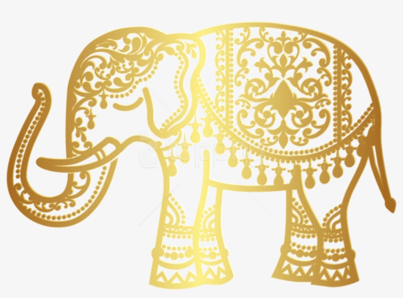 Free Png Download Decorative Gold Indian Elephant Png - Indian Elephants Transparent Background, transparent png #9863570