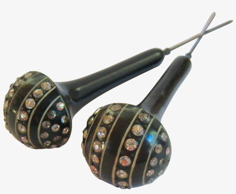 50% Sale Pair Art Deco Clear Rhinestone Hat Pins Early - Indian Musical Instruments, transparent png #9864645