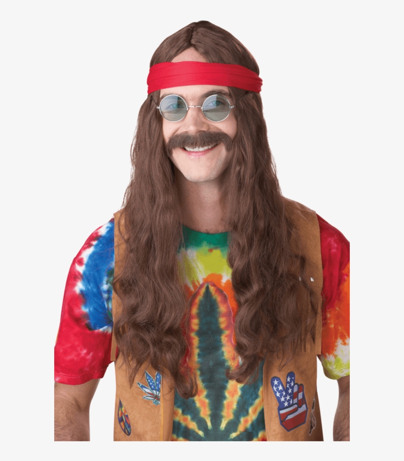 Hippie Man Wig - Hippie With Long Hair, transparent png #9866544