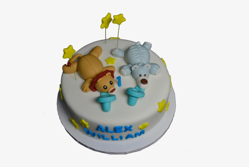 Wubbanub Pacifiers Cake With Yellow Stars For Twin - Birthday Cake, transparent png #9866580