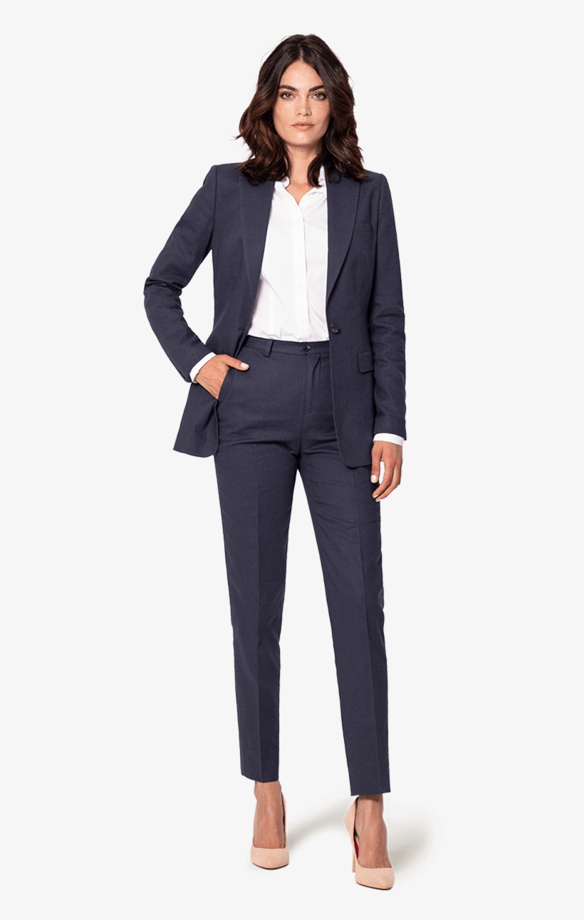 Blue Linen-cotton Pant Suit - Tuxedo, transparent png #9867965