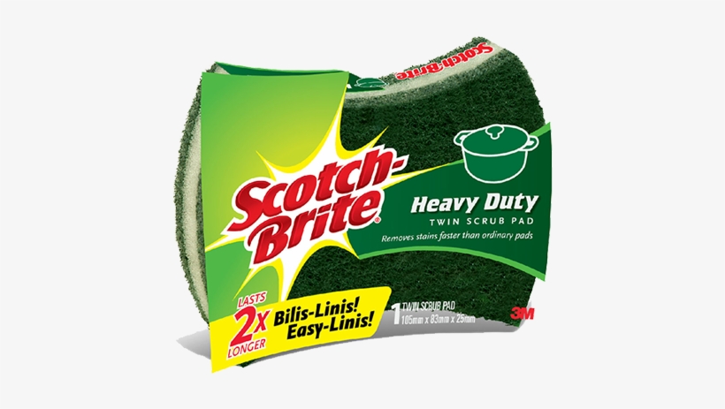 Scotch Brite Extra Heavy Duty Scrubbing Pads 3m 95mmx150mmx8mm - Sb Scrub Pad 3m, transparent png #9868482