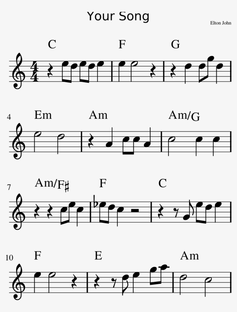 Your Song Chords - Music Compositions, transparent png #9870958