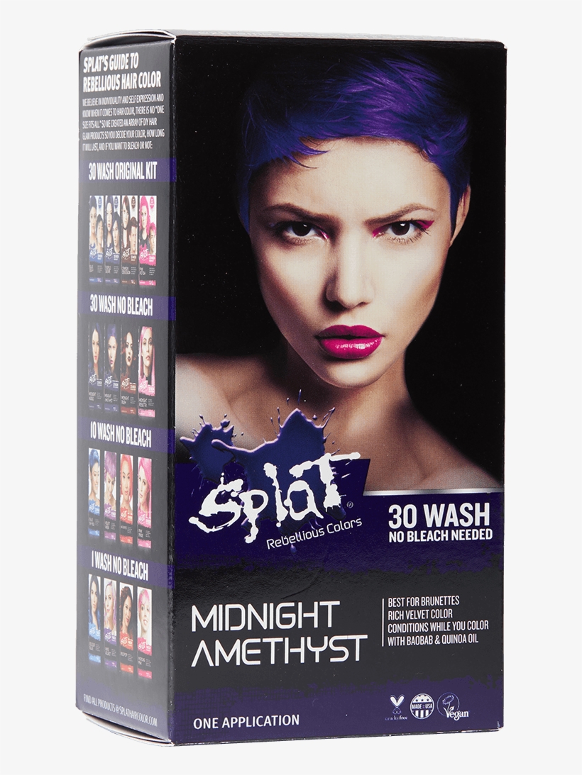 Splat 30 Wash No Bleach Semi Permanent Hair Dye Midnight Splat