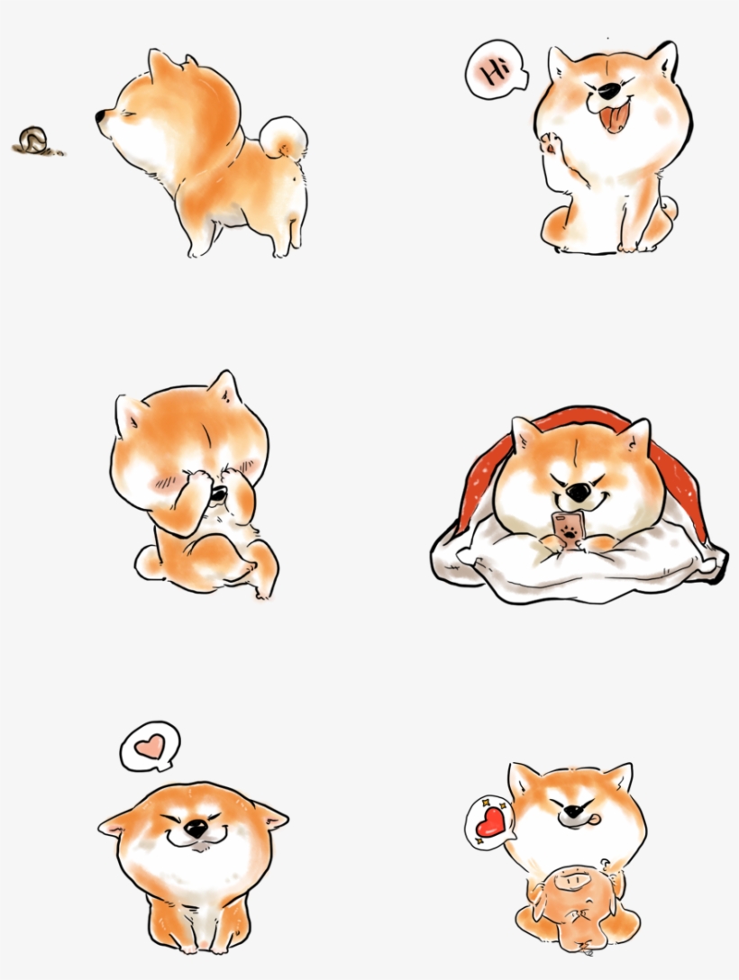 Cute Animal Shiba Inu Cartoon Png And Psd - Cartoon - Free Transparent PNG  Download - PNGkey