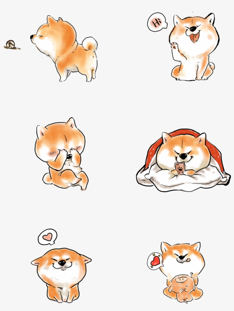 Cute Animal Shiba Inu Cartoon Png And Psd Cartoon Free