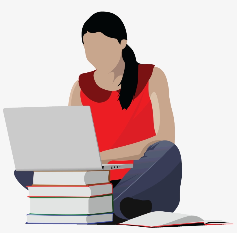 Studying Girl Clip Art - College Student Clipart, transparent png #9876420