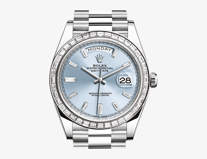 Replica Watches Rolex Day Date Platinum And Diamonds - Day Date 40 Rolex Platinum, transparent png #9876838