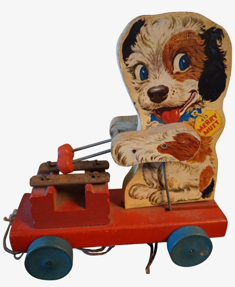 Fisher Price Merry Mutt Wooden Pull Toy - Toy Vehicle, transparent png #9876948