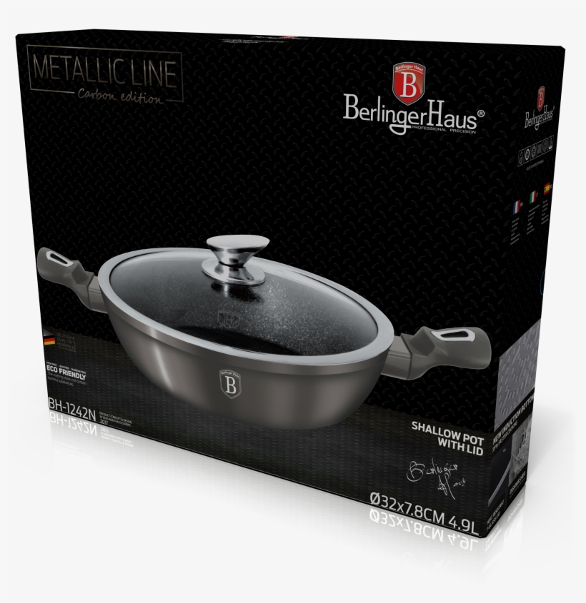 Berlinger Haus 32cm Marble Coating Shallow Pot With - Lid, transparent png #9877931