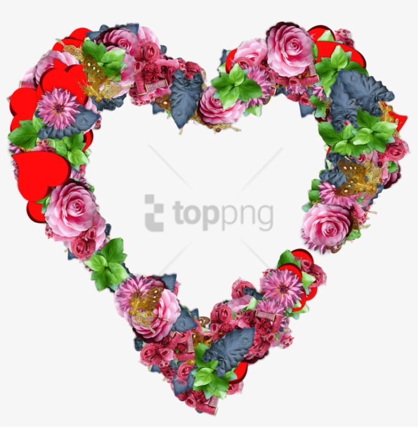Free Png Download Heart Made Of Colourful Flowers Png - Heart Flower Png, transparent png #9878921