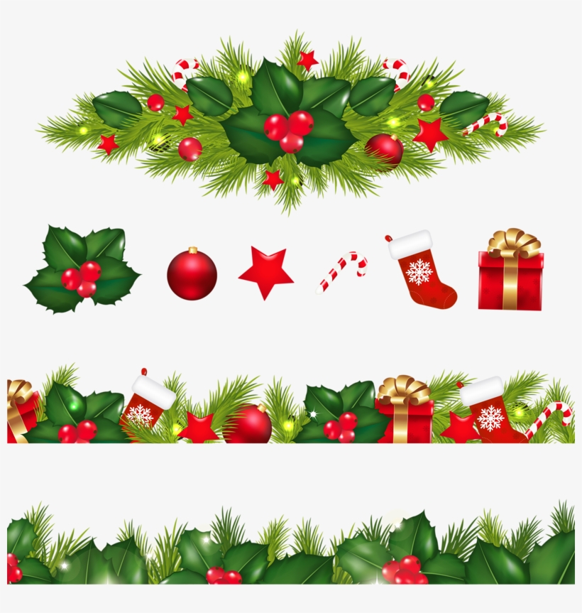 Decoration Border Christmas Garland Free Png Hq Clipart - Christmas Border Design Png, transparent png #9879204