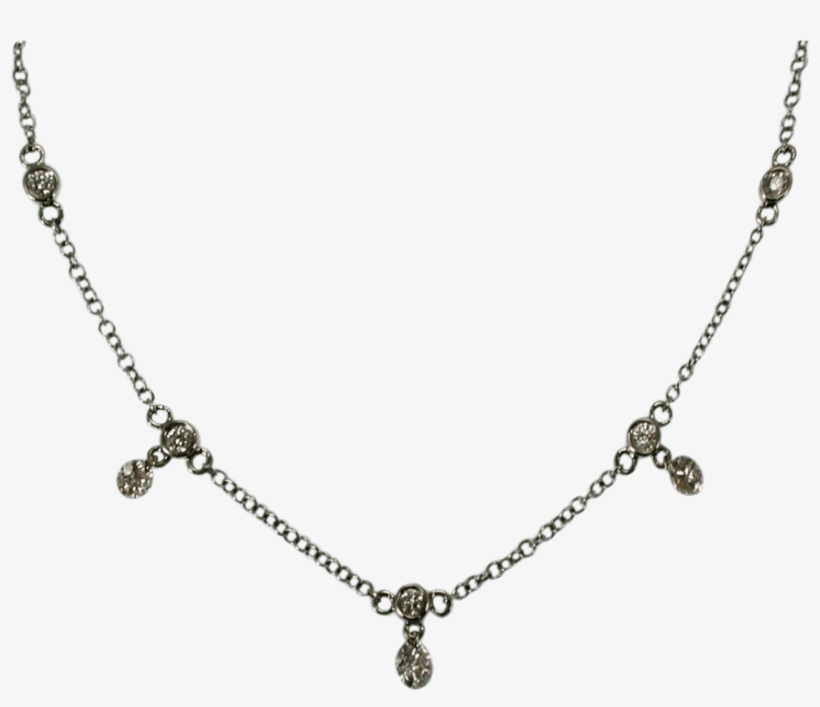14k White Gold Diamond Necklace - Necklace, transparent png #9880366