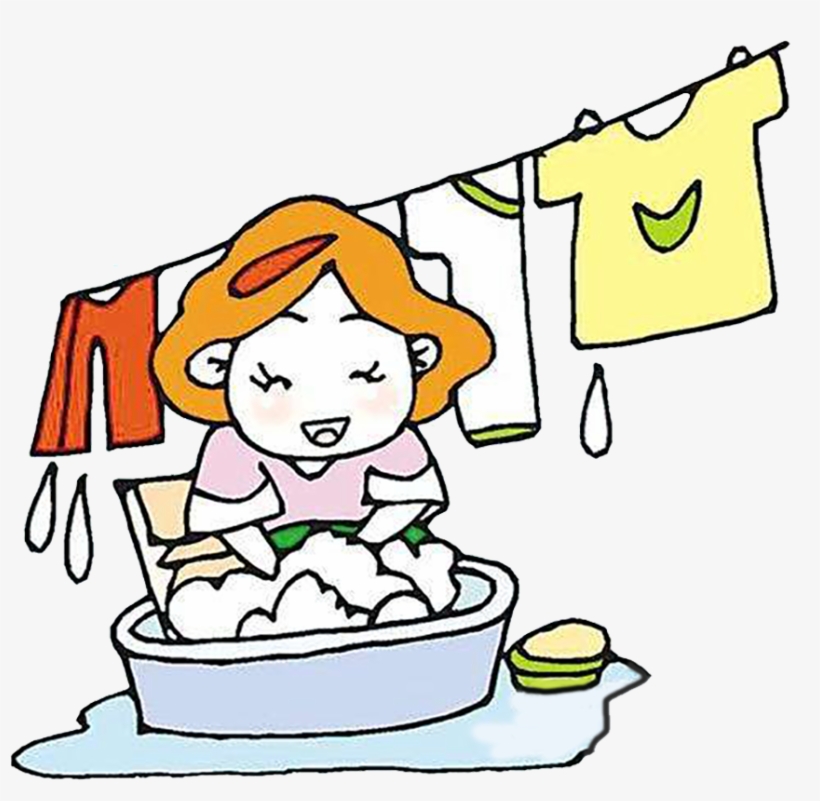 Cartoon Washing Clothing Laundry Clip Art Mum - Hand Washing Clothes Clipart, transparent png #9880671